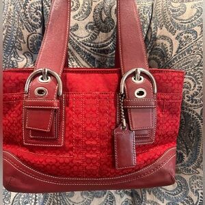 Coach Y2K Mini Soho Cherry Red Signature Jacquard Shoulder